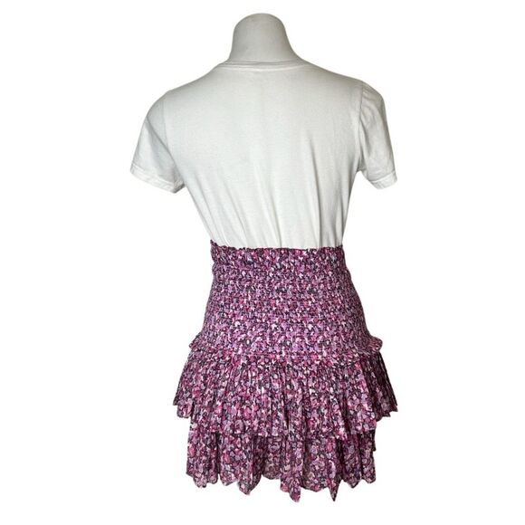 ISABEL MARANT ETOILE Pink Floral Skirt Naomi Smocked Tiered Cotton Size 38 NWT - Picture 2 of 9